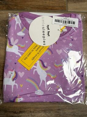 Little Sleepies Purple Unicorn Rainbow Pajama Set